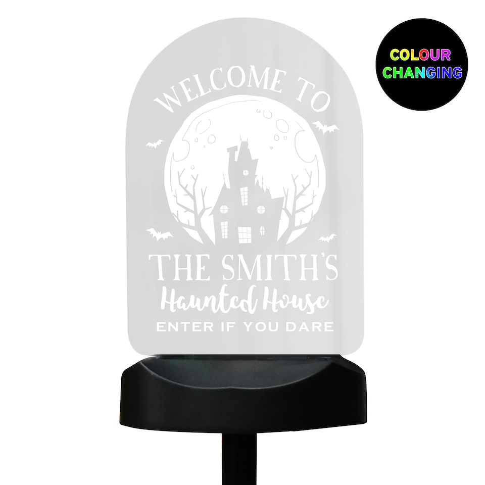 image 1 of Personalised Haunted House Halloween Solar Light