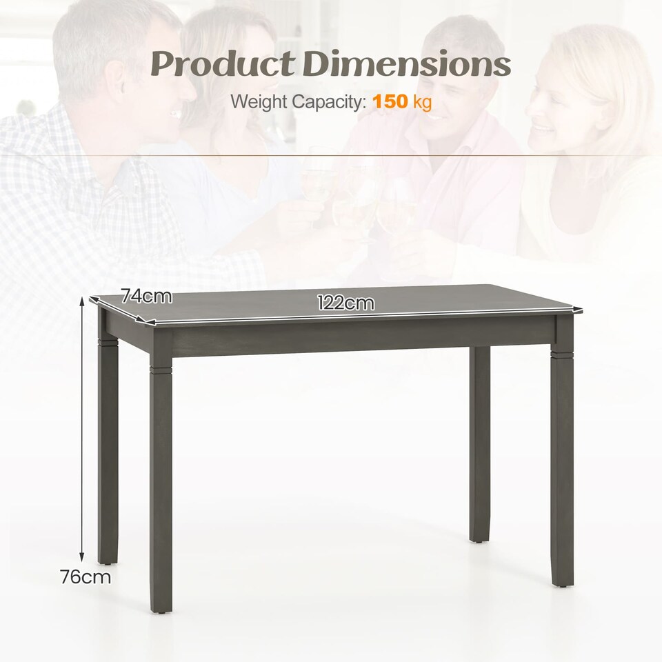 image 1 of COSTWAY Wooden Dining Table for 4 People Kitchen Table-Gray