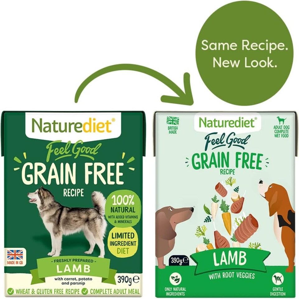 image 1 of Naturediet - Feel Good Wet Dog Food, Natural and Nutritionally Balanced, Grain Free, Lamb, 390g (Pack of 18)