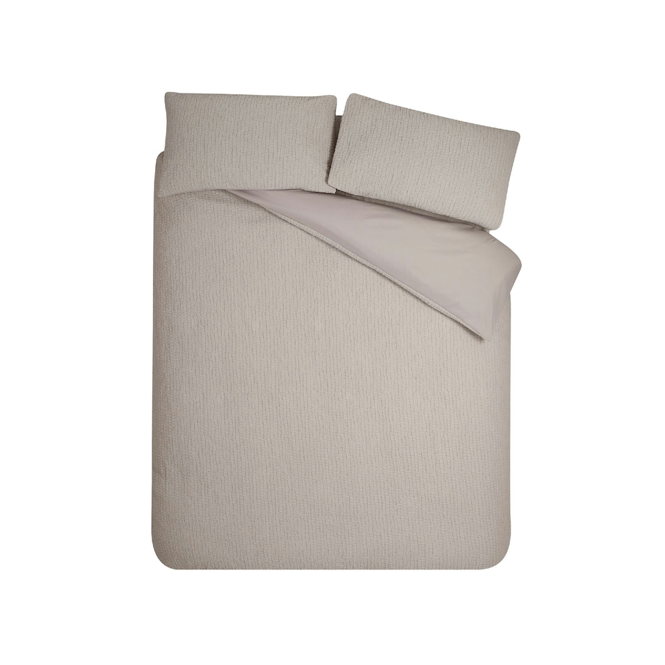 image 1 of Catherine Lansfield Crinkle Seersucker Duvet Cover Set Natural Cream | Natural | Double