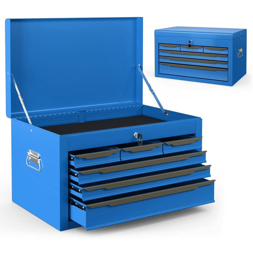 image 1 of COSTWAY Steel Tool Box Tool Chest Case with 6 Drawers Blue Blue