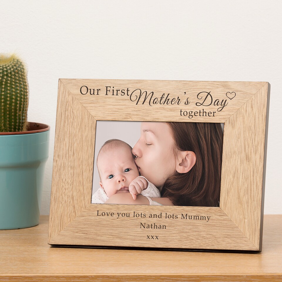 image 1 of Personalised Our First Mother's Day together Wood Picture Frame 6x4 Mum