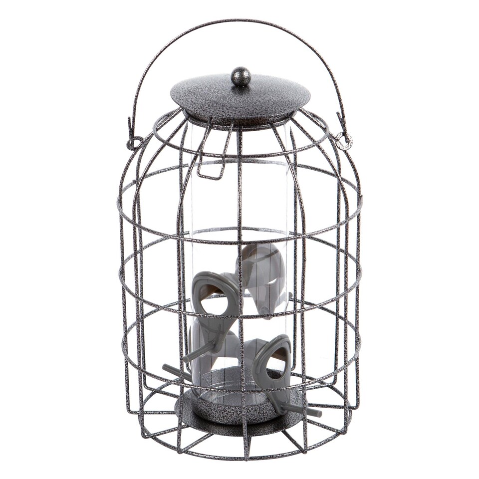 image 1 of Redwood Squirrel-Proof Metal Seed Bird Feeder - Grey