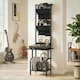 image 2 of HOMCOM Vinyl Record Player Stand with Oxford Pockets, Black