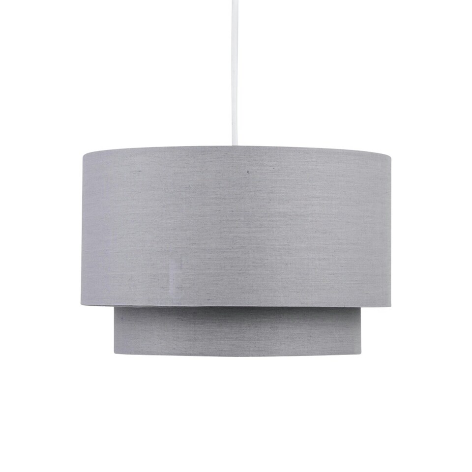 image 1 of First Choice Lighting Pair of Dark Grey 2 Tier Ceiling Light Shades Grey
