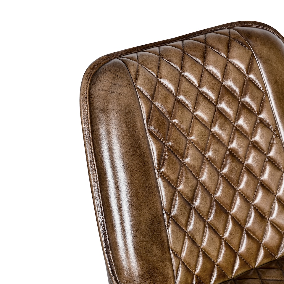 image 1 of Real Genuine Leather Breakfast Kitchen Bar Stool Tan Brown With Back Rest 106cm High x 50cm Wide x 59cm Deep Seat Height 70cm