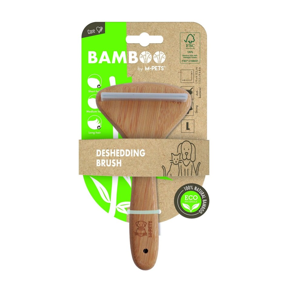 image 1 of M-Pets Bamboo Deshedding Brush | Brown | Brown | 1