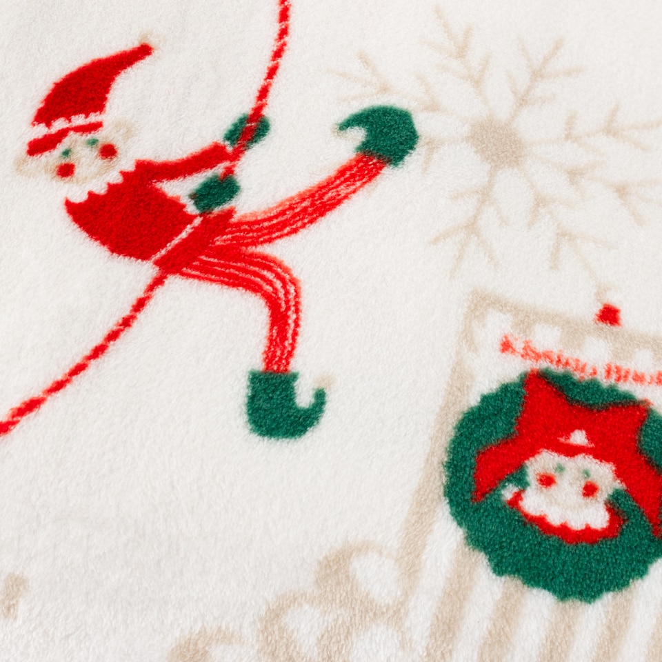 image 1 of Duvet Day Elfie  Printed Fleece Throw | Cream | Cream/Mint | 1