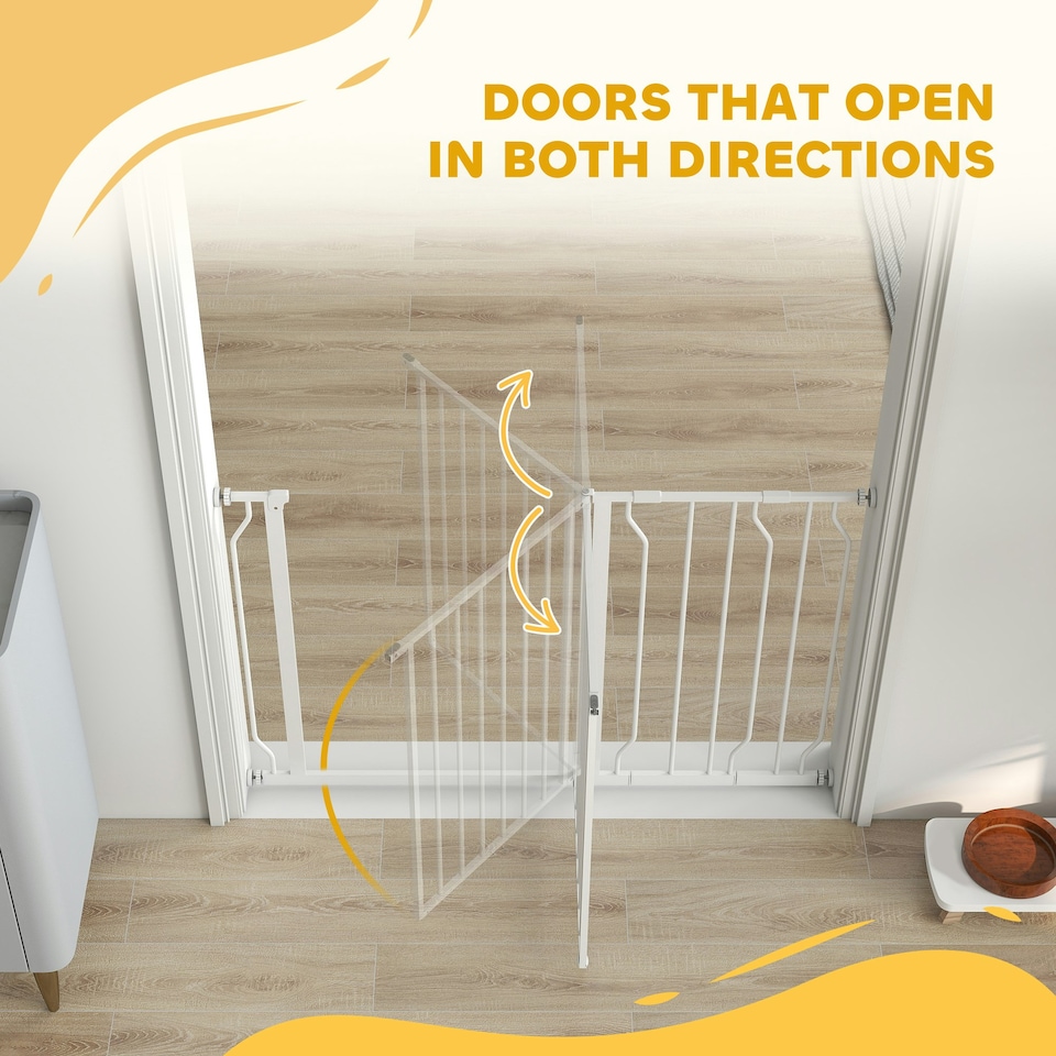 image 1 of PawHut Dog Gate Wide Stair Gate w/ Door Pressure Fit, 75-115W cm, White