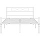 image 2 of Yaheetech 4ft6 Double Metal Platform Bed Frame with Headboard | White | Double | 1
