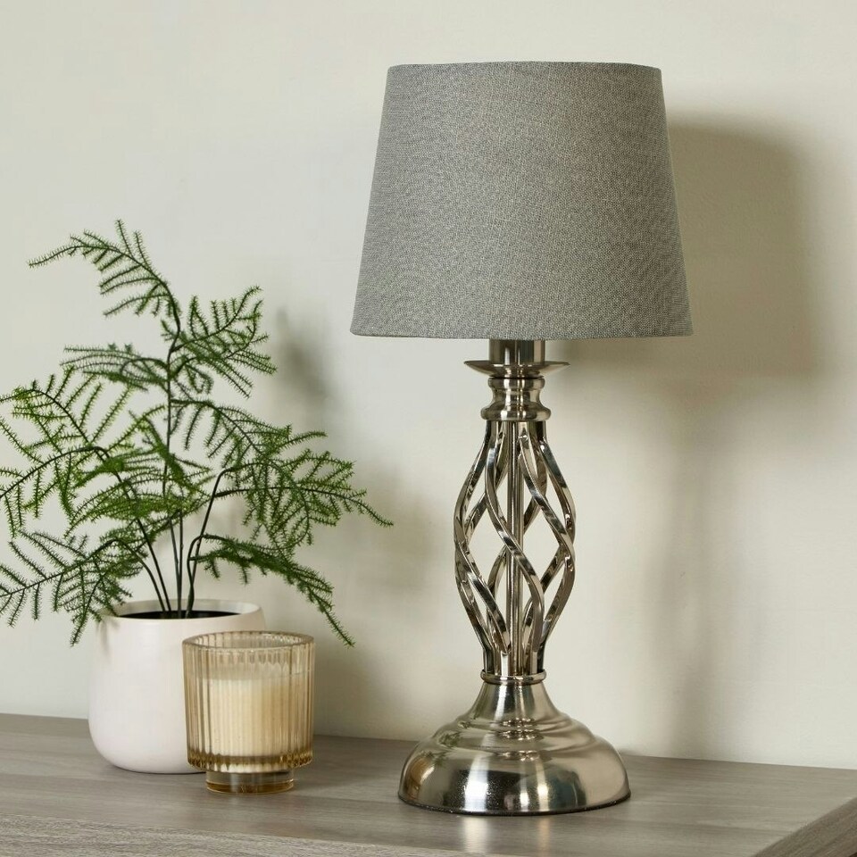 image 1 of Manor Chrome Table Lamp with Grey Shade Chrome