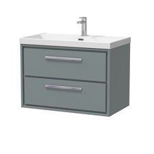 Bathroom 2 Soft Close Drawer Wall Hung Vanity Unit Basin, Grey, 600mm | Grey | Monument Grey | 1