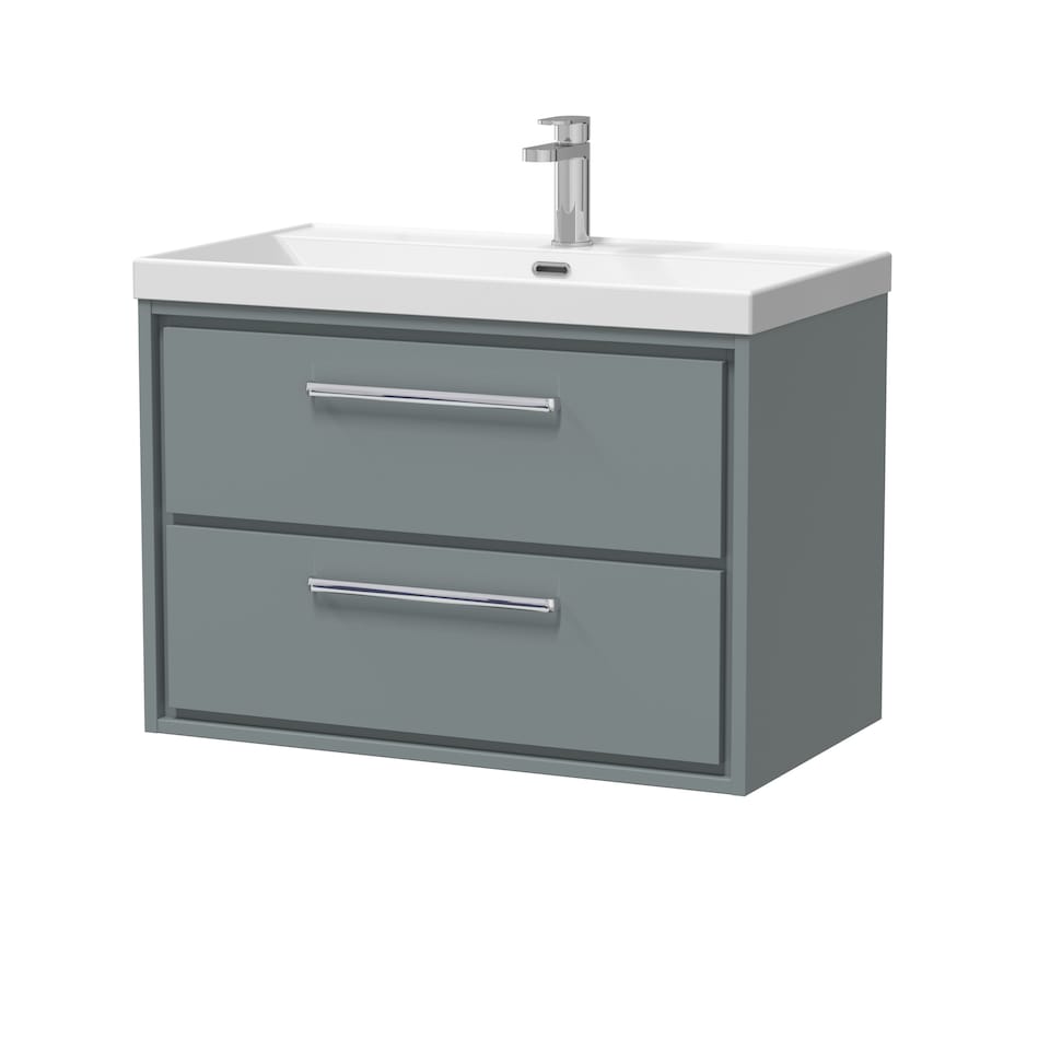 image 1 of Bathroom 2 Soft Close Drawer Wall Hung Vanity Unit Basin, Grey, 600mm | Grey | Monument Grey | 1