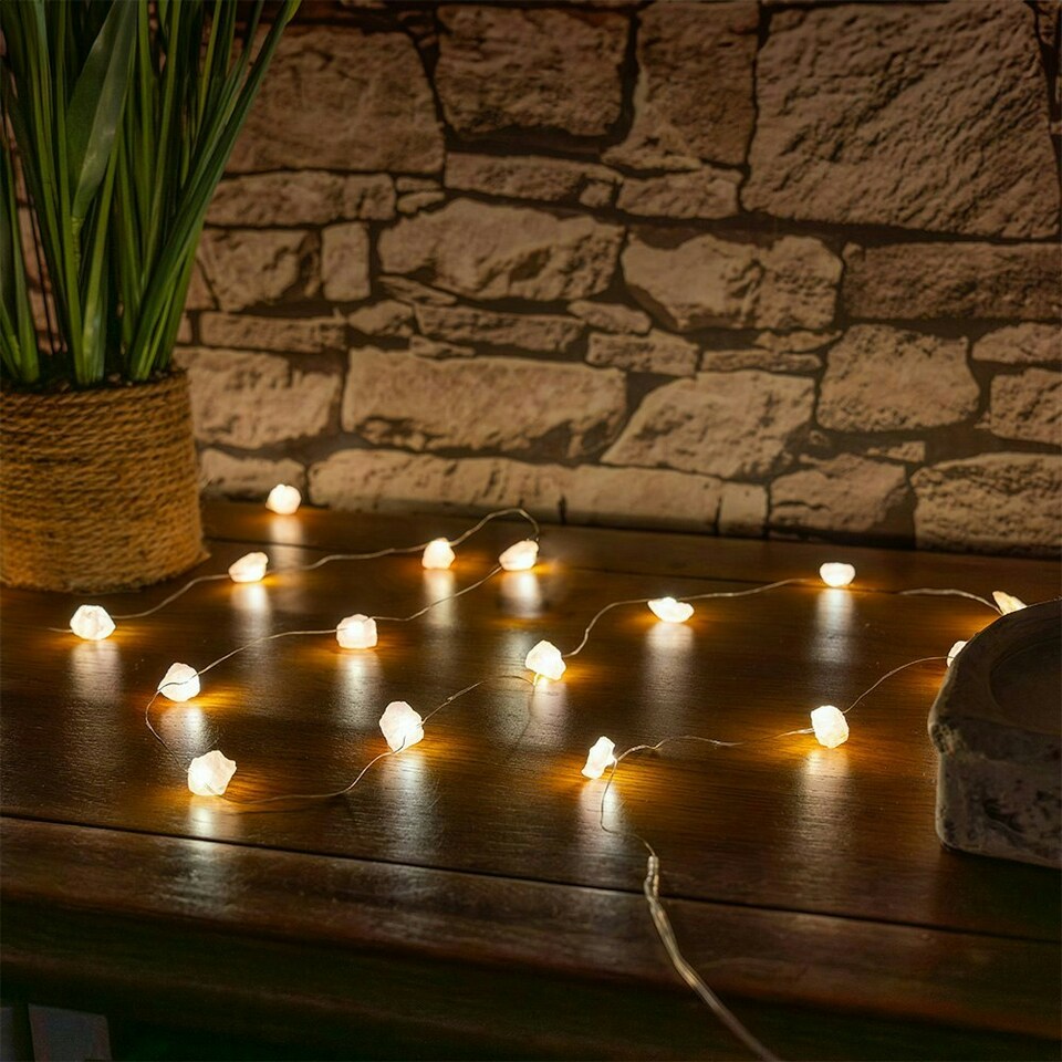 image 1 of ValueLights Crystal Gifting Matte White String Light and Integrated LED .6W Neutral White Bulb
