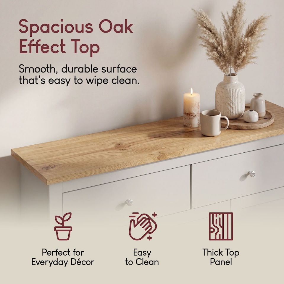 image 1 of Vida Designs Arlington 2 Drawer 3 Door Sideboard Shaker Buffet Cabinet Storage, Grey & Oak | Grey | Grey & Oak | 1