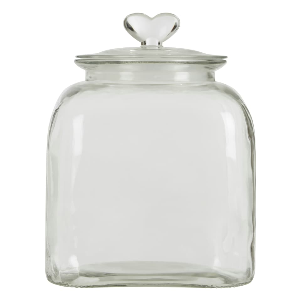 image 1 of Interiors by Premier Large Storage Jar, Glass Canister with Heart-Shaped Lid, Ideal for Storing Sweets, Spices