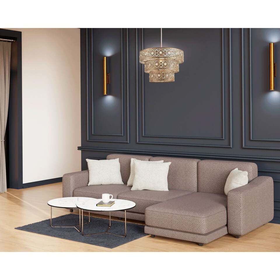 image 1 of Polished Gold Acrylic Gem Moroccan Style Triple Tier Pendant Lighting Shade | Gold | Gold | 1