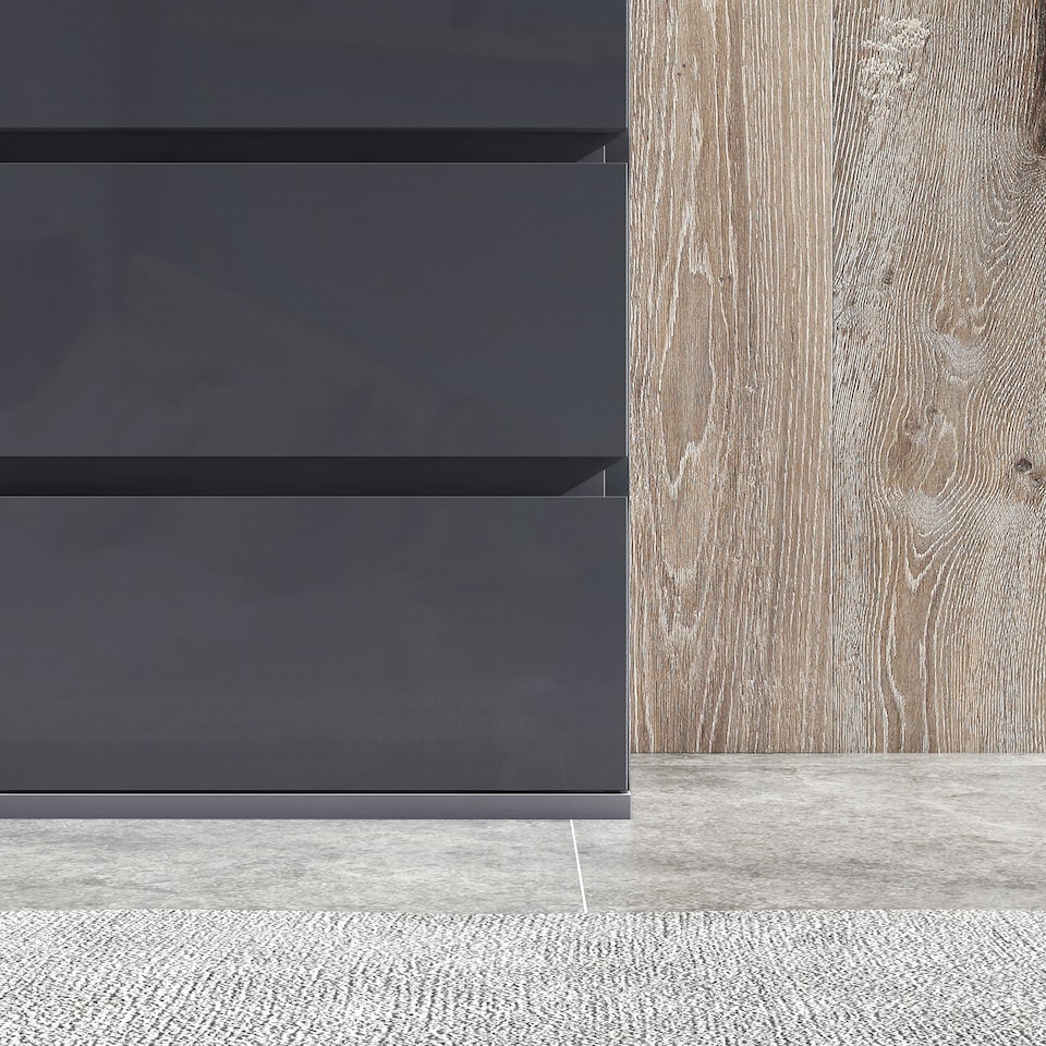 image 1 of HOMCOM High Gloss Chest of Drawers, Modern 4 Drawer Dresser with Soft Closing Mechanism for Bedroom, Grey