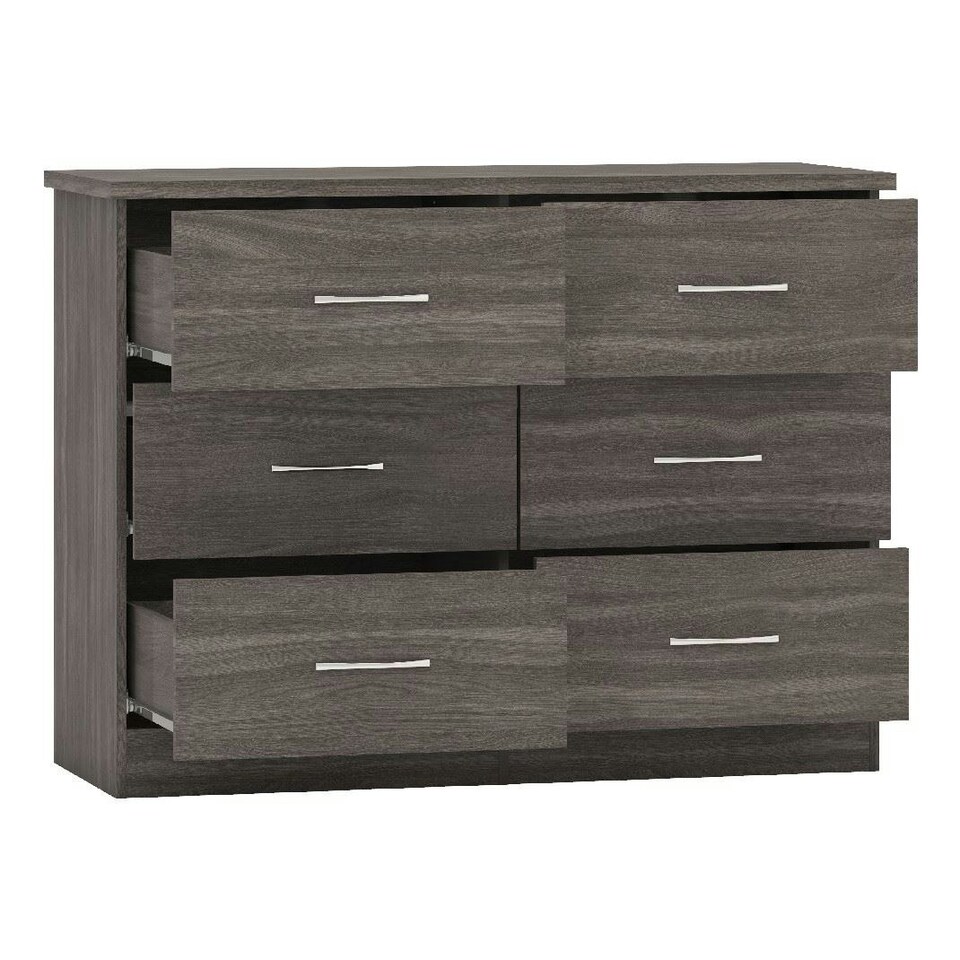 image 1 of Nevada 6 Drawer Chest Black | Black Wood Grain
