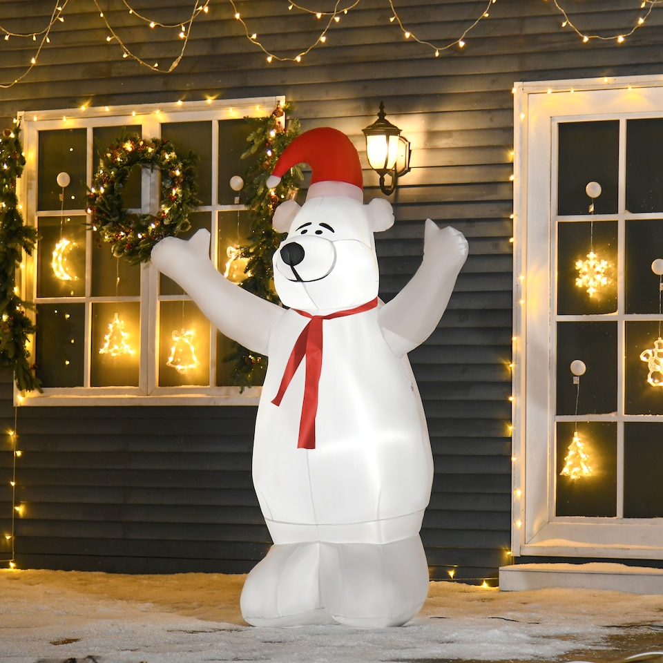 image 1 of HOMCOM 6ft Tall Outdoor Inflatable Bear Airblown Projection Holiday Christmas Lawn Decor