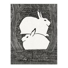 Two Stylised Snow Hares Samuel J De Mesquita Wall Art Poster Print 12X16"