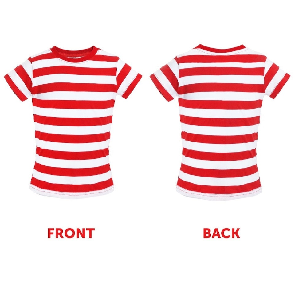 image 1 of Find Me - Top, Hat, Glasses & Crook - Wheres Wally Inspired Costume | Red | S