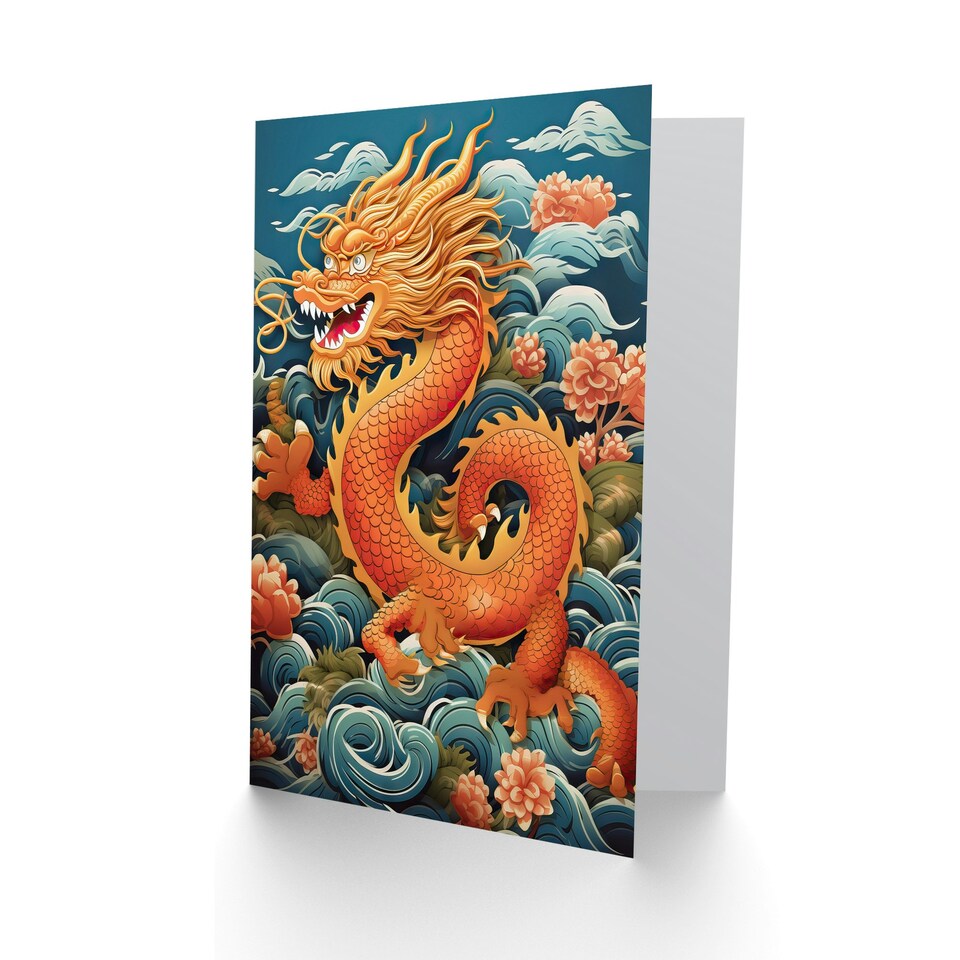 image 1 of 2024 Chinese New Year of the Dragon Good Luck Birthday Greeting Card