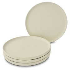 Curateology LoHo Set of 4 Stoneware Dinner Plates 26cm - Reactive Glaze Ivory