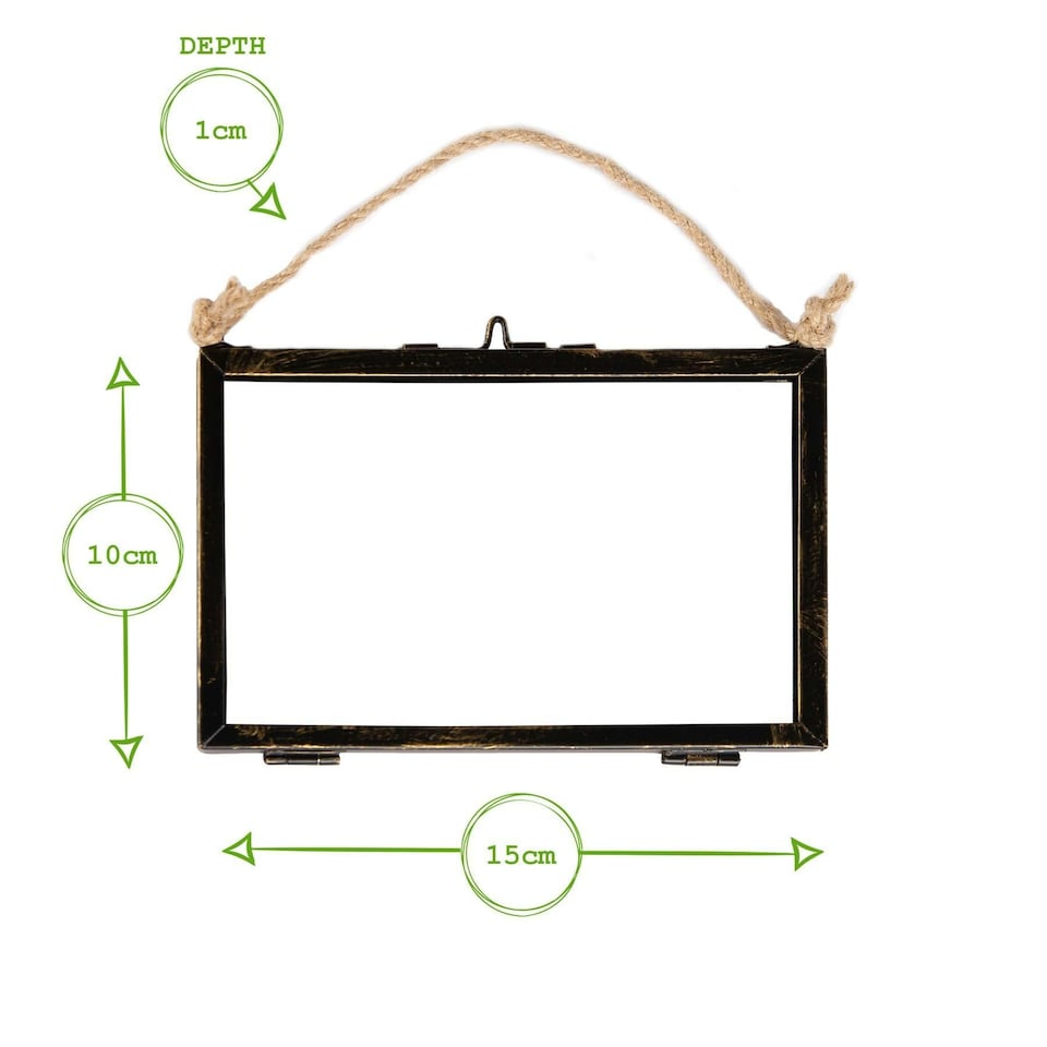 image 1 of Nicola Spring Hanging Metal Photo Frame - 6'' x 4'' - Black - Hanging Picture Frame Display Frame Poster Frame Picture Display