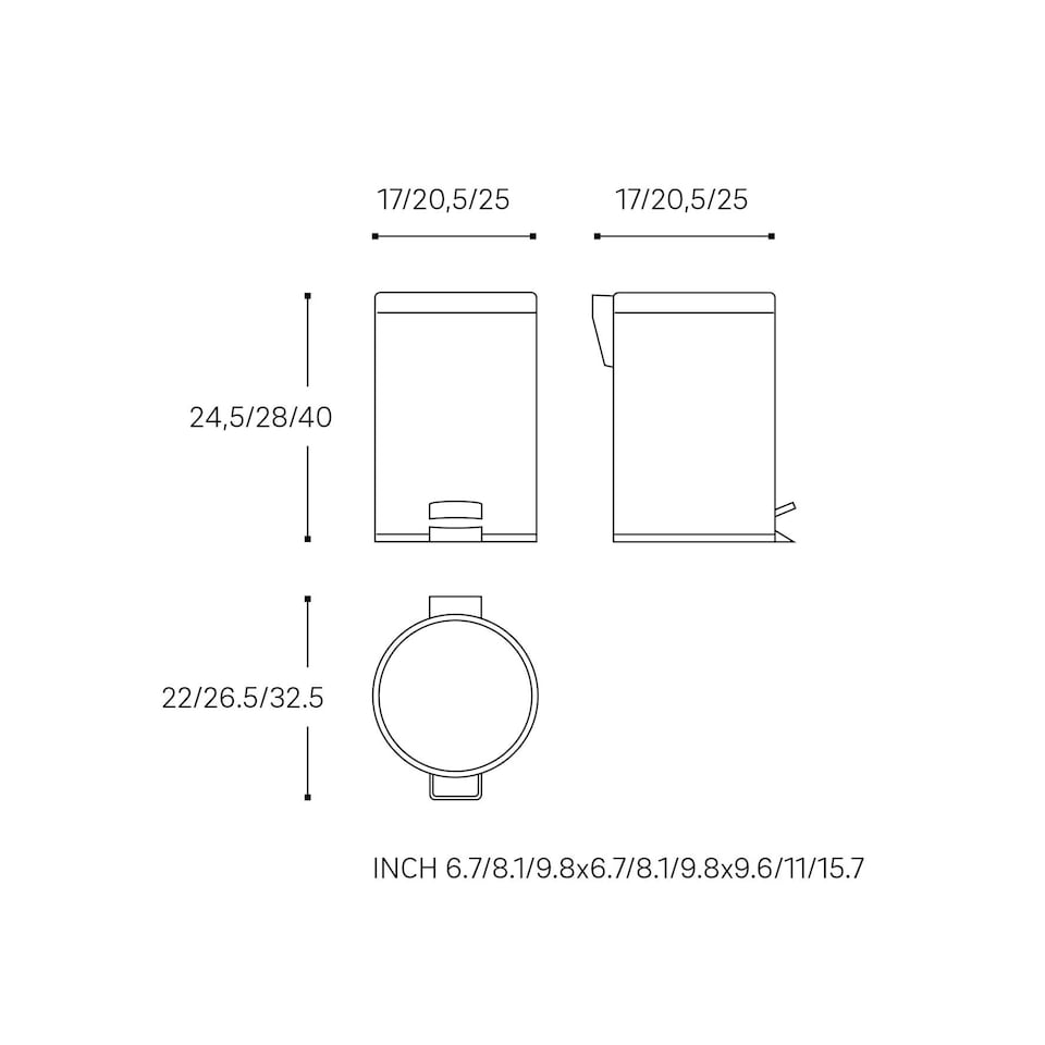 image 1 of Cosmic Bathroom Litter Circular Waste Bin with Glossy Stainless Steel Grey 5L