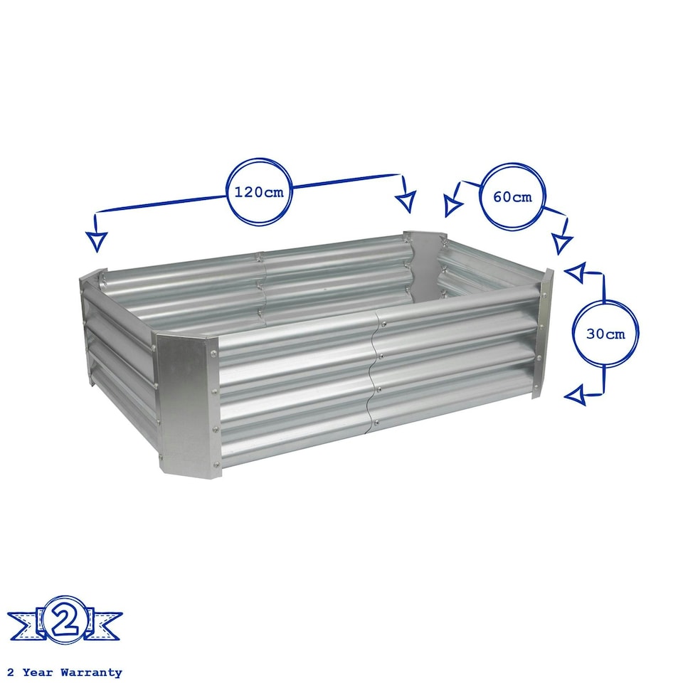 image 1 of Harbour Housewares Rectangle Galvanised Steel Raised Garden Bed - 120cm x 60cm - Anthracite