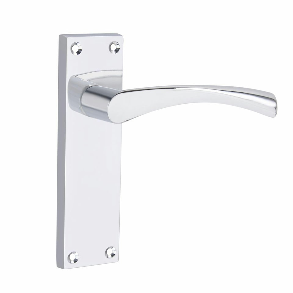 image 1 of Golden Grace 1 Set Victorian Scroll Astrid Door Handles in Polished Chrome with 1 Pair of 3" Standard Butt Hinges & Latches Pack - 150mm x 40mm Backplate | Chrome | 1 Set