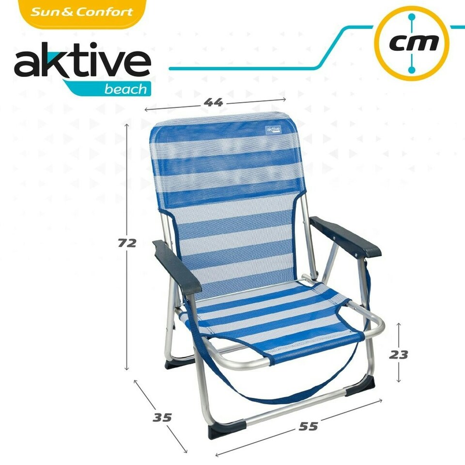 image 1 of Beach Chair Aktive Foldable Blue 44 x 72 x 35 cm (4 Units) N/A