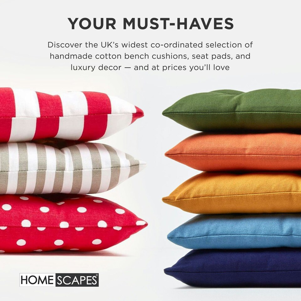 image 1 of Homescapes Garden Bench Cushion Luxury 2 Seater 100% Cotton Indoor Outdoor Seat Pad Cream | 108 x 42 cm