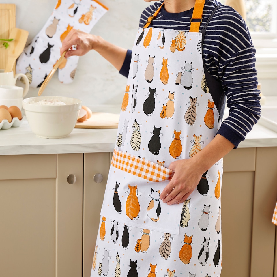 image 1 of Ulster Weavers Cats In Waiting Apron - Cotton Orange
