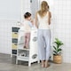 image 2 of HOMCOM Kids Step Stool Toddler Kitchen Stool w/ Adjustable Standing Platform White