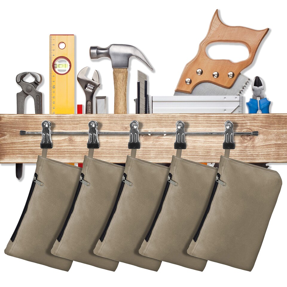 image 1 of Covers&All Tool Bag, 12 Oz Heavy Duty Waterproof Pouch with Sturdy, 7 in L x 11 in W x 7 in H, Beige