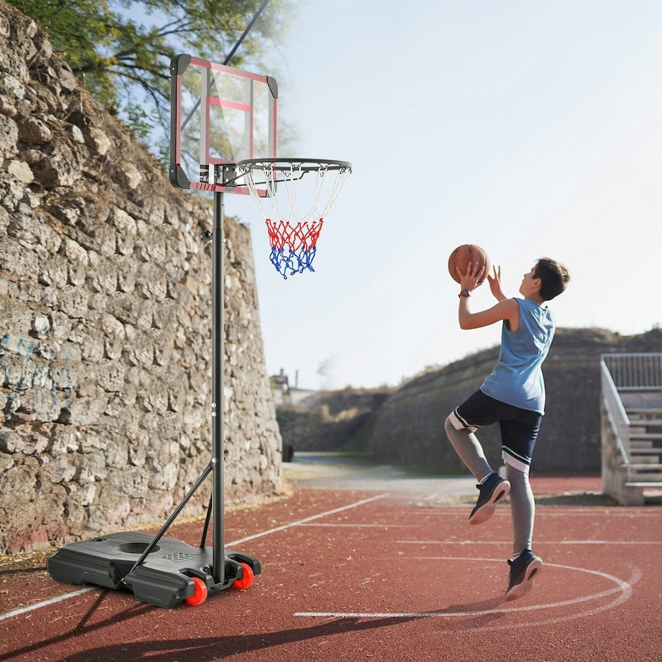 image 1 of COSTWAY Basketball Backborad Hoop Net Set 193-248cm Black | Standard