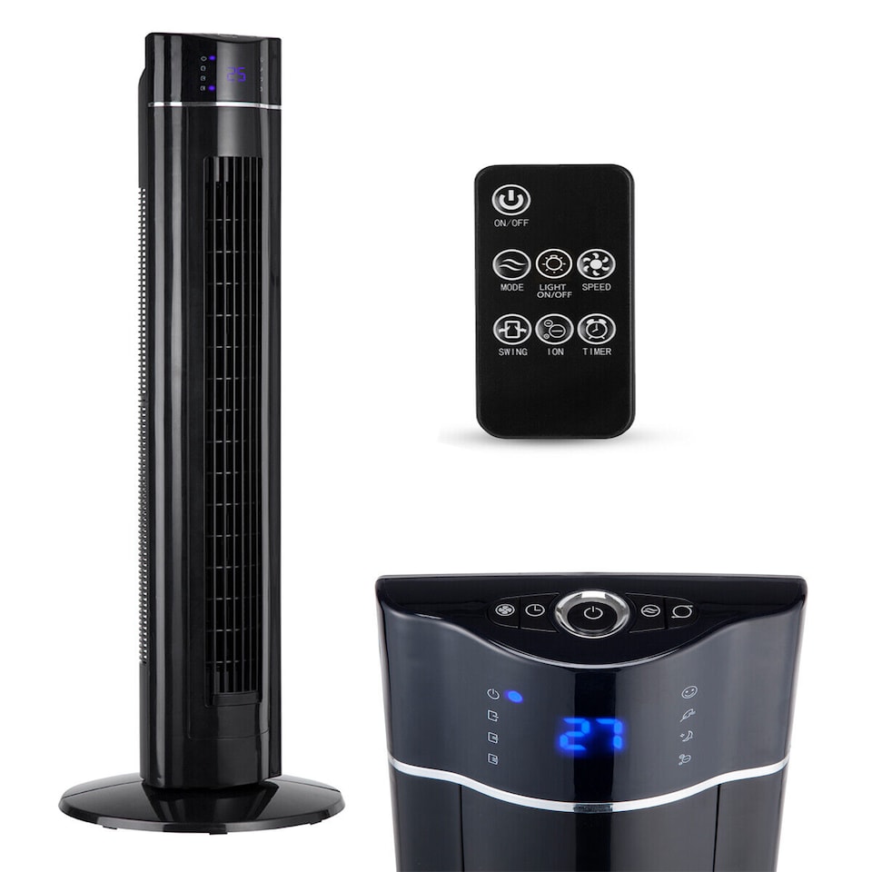 image 1 of 43 inch Oscillating Tower Fan with air Purifier and Aroma Function Black