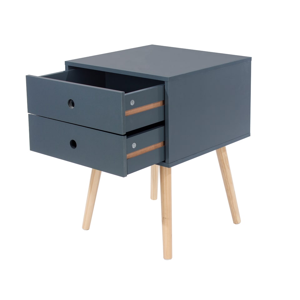 image 1 of Options Scandia 2 Drawer Nightstand - Stylish Two Tone Bedside Table for Small Spaces | Blue | Blue | One Size | 1