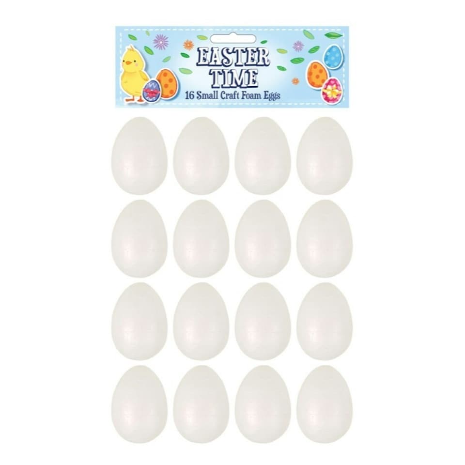 image 1 of Pack of 16 Easter Small Craft Kit Foam Eggs 4 cm