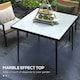 image 3 of Outsunny Outdoor Dining Table for 4 with Marble Tempered Glass Top
