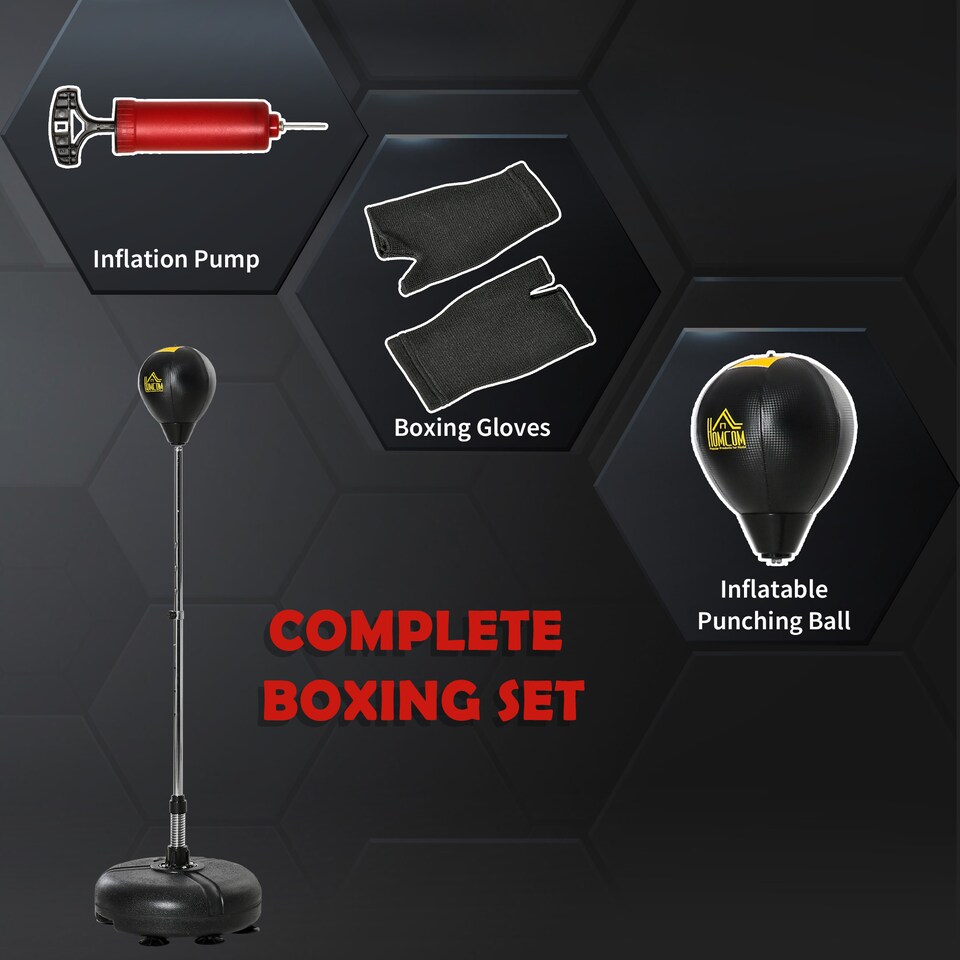 image 1 of HOMCOM Punching Bag with Stand, Boxing Bag Set, Gold Tone