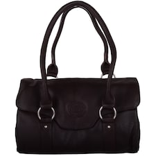 London Leathergoods Womens Soft Premium Geunine Leather Large Shoulder / Hand Bag | Brown | Brown