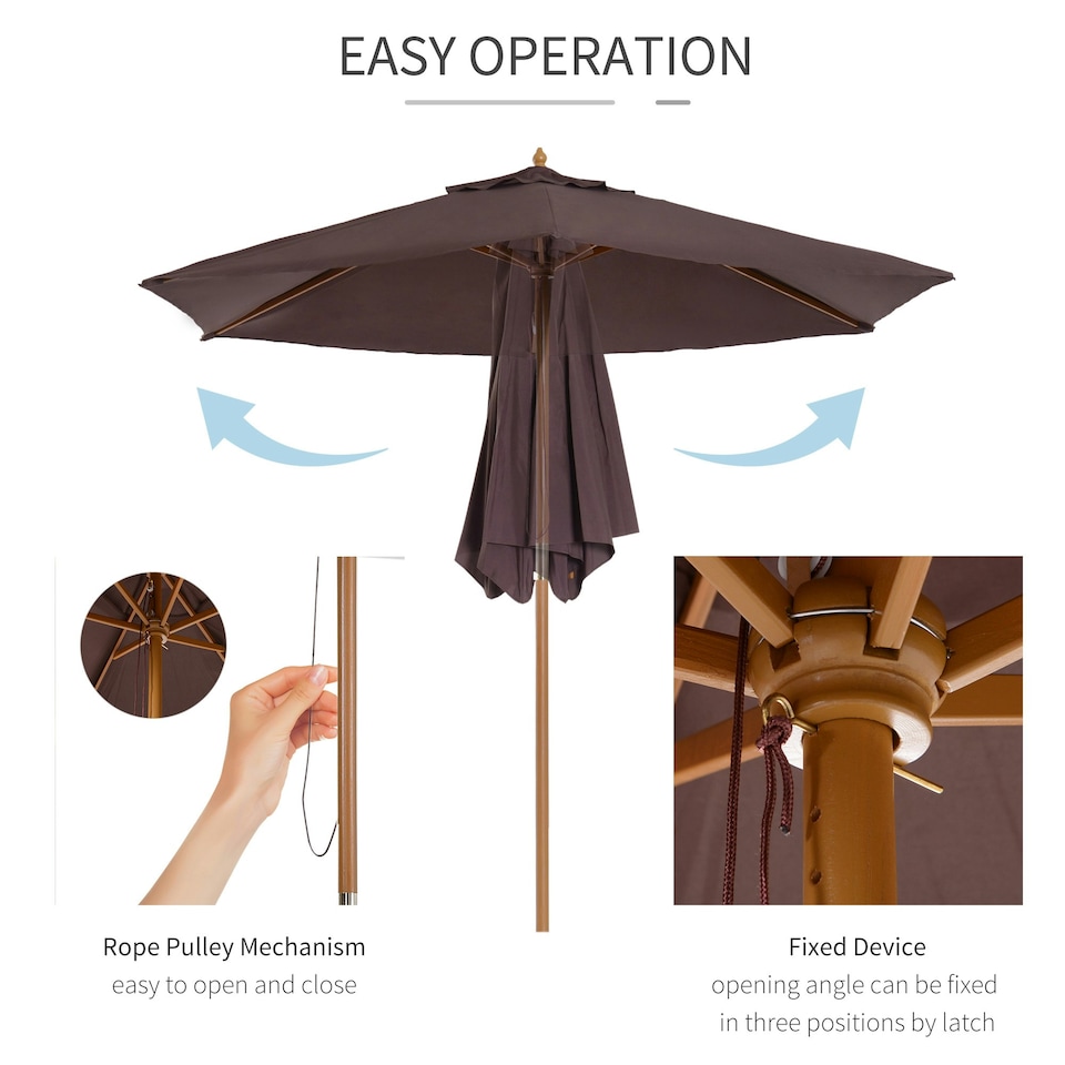 image 1 of Outsunny 2.5m Garden Parasol Sun Shade Patio Outdoor Umbrella Canopy
