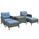 image 1 of Outsunny 5 Pieces Outdoor Patio Furniture Set Wicker Conversation Set Blue