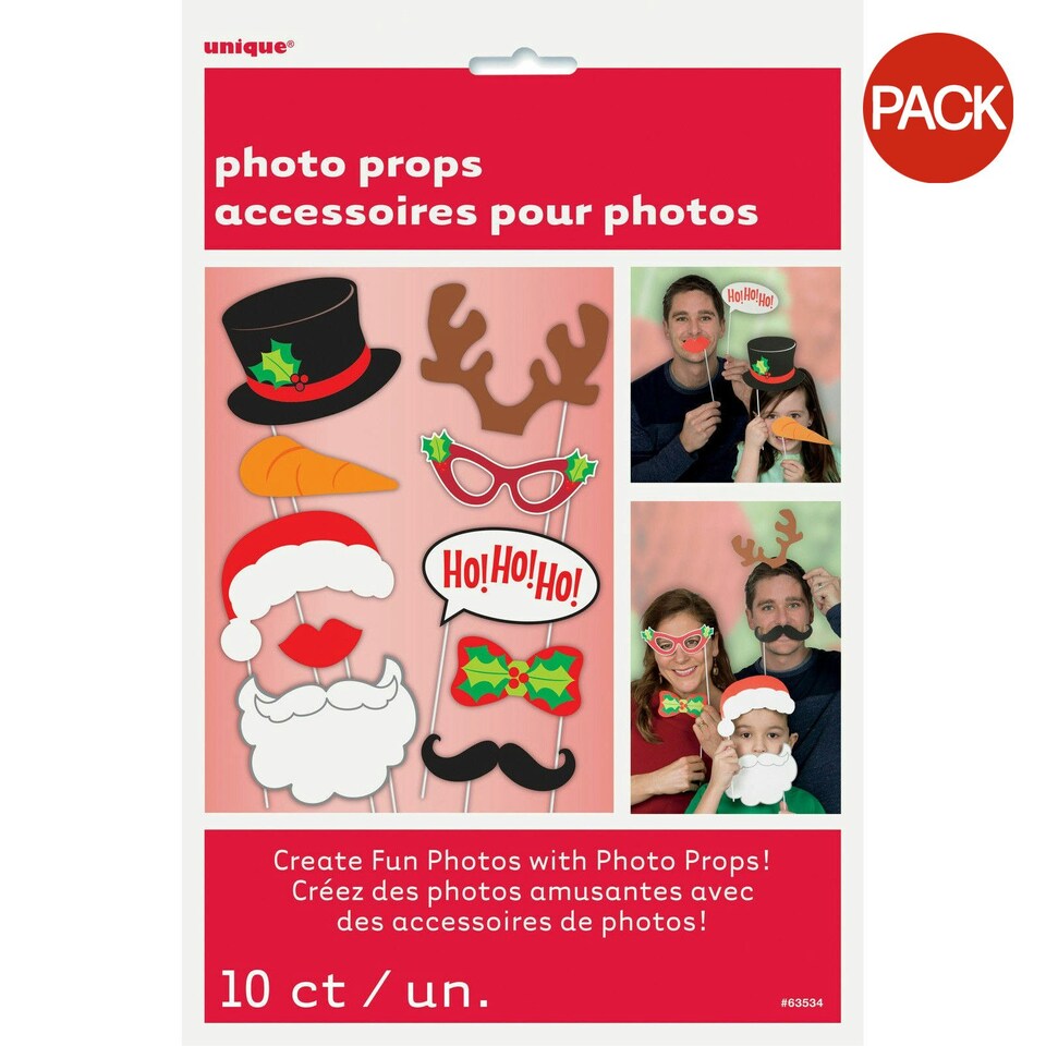 Unique Ho Ho Santa Claus Christmas Photobooth Props (Pack of 10) - Multicoloured - One Size