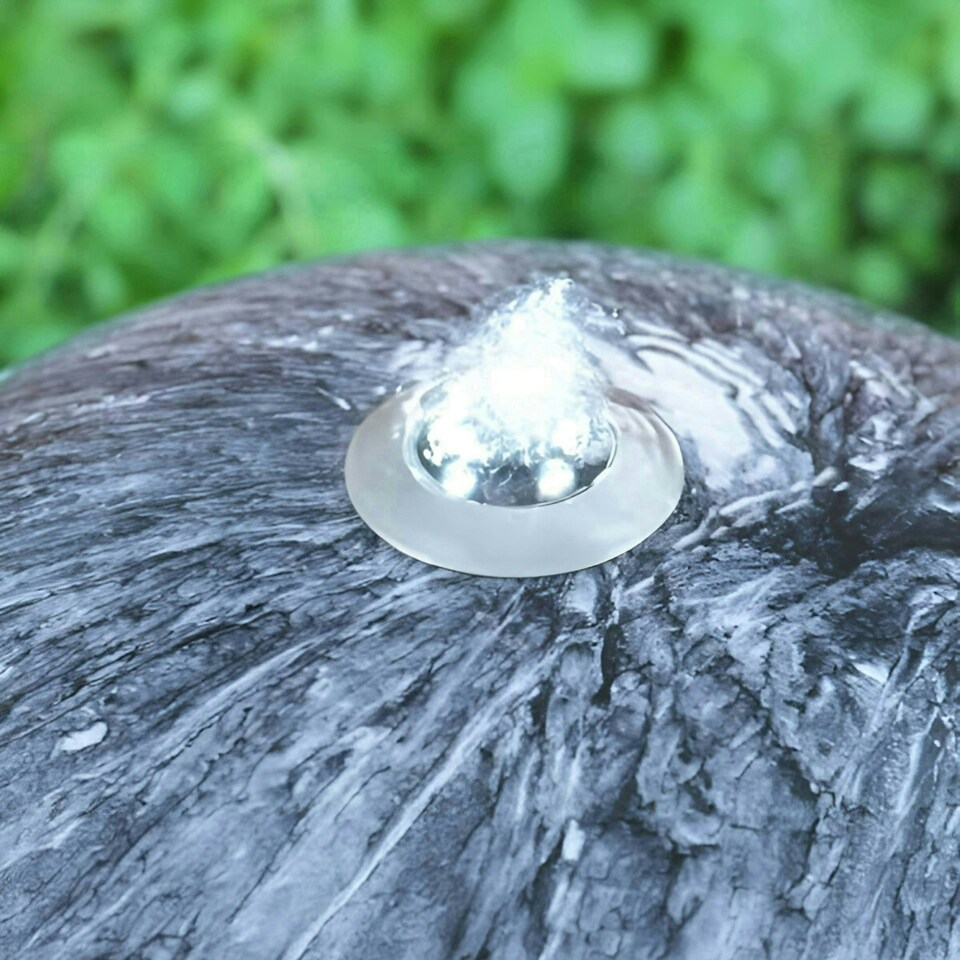 image 1 of Primrose Echo Falls Marble Sphere Stainless Steel Water Feature with LEDs 50cm
