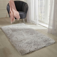 OHS Fluffy Rug Anti-Slip Plain Shaggy Floor Mat Runner, 60x150cm - Silver