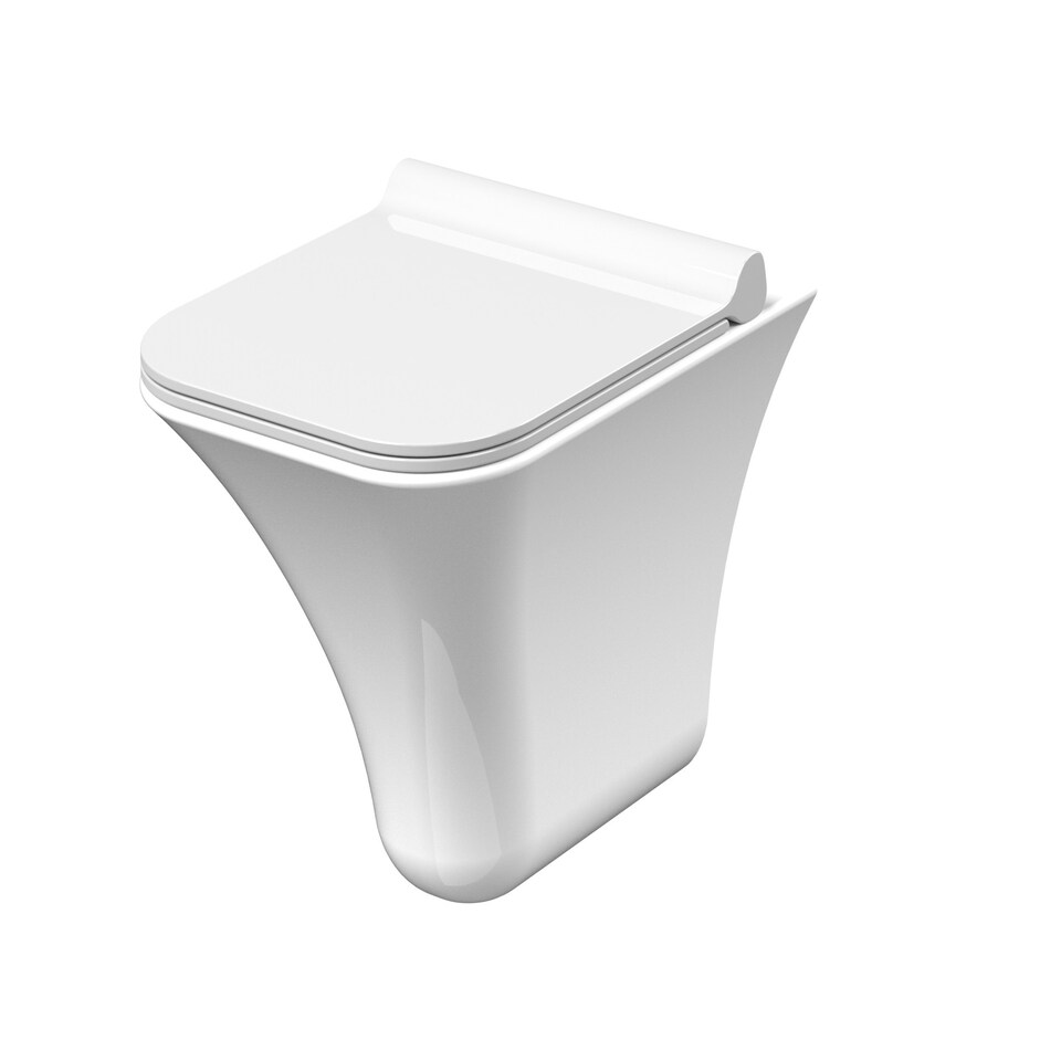 image 1 of Rimless Wall Hung Ceramic Toilet Pan & Soft Close Seat, 355mm